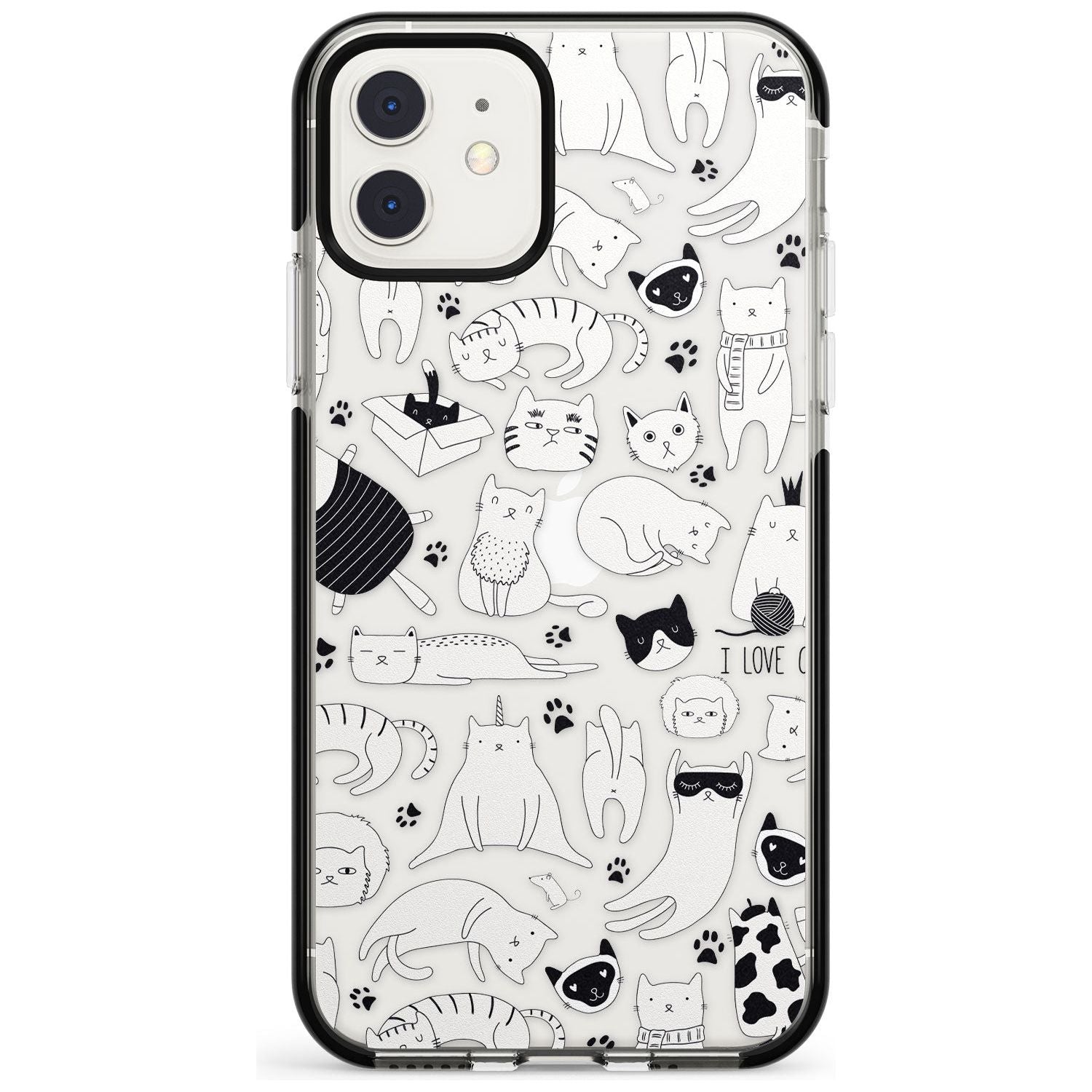 Cartoon Cat Collage - Black & White Pink Fade Impact Phone Case for iPhone 11 Pro Max