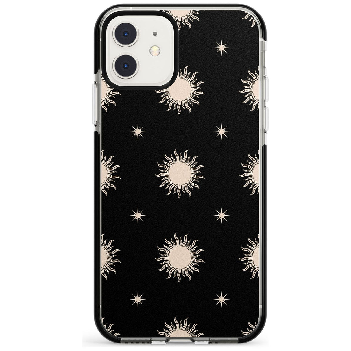 Celestial Patterns Classic Suns (Black) Phone Case iPhone 11 / Black Impact Case,iPhone 12 Mini / Black Impact Case Blanc Space