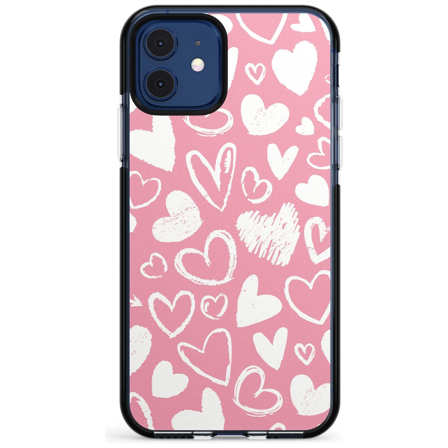 Chalk Hearts Black Impact Phone Case for iPhone 11 Pro Max