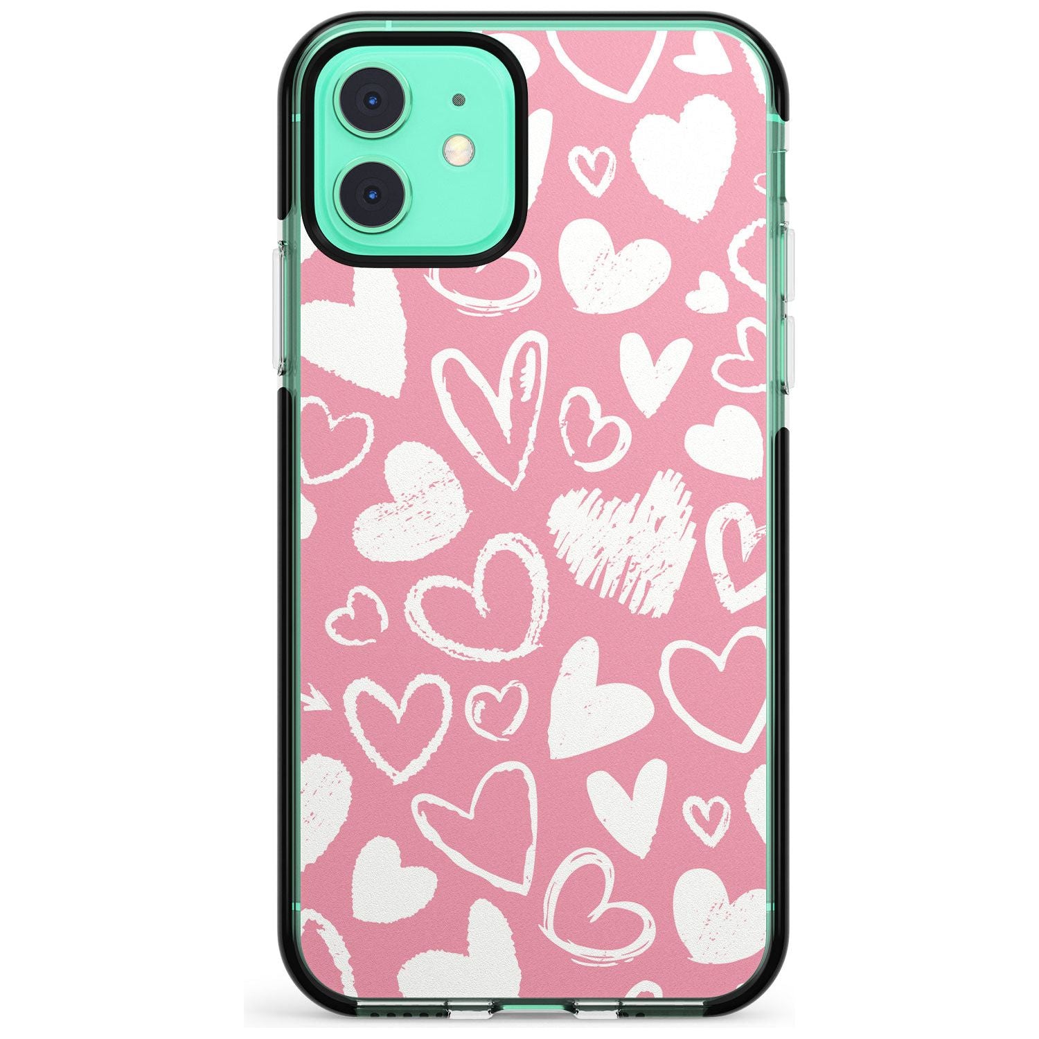 Chalk Hearts Black Impact Phone Case for iPhone 11 Pro Max