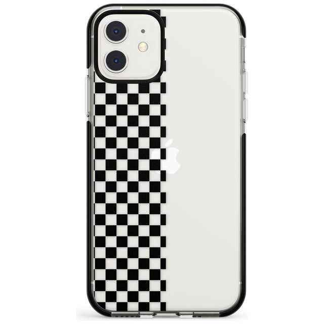Checker: Half Black Check on Clear Phone Case iPhone 11 / Black Impact Case,iPhone 12 Mini / Black Impact Case Blanc Space