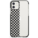 Checker: Half Black Check on Clear Phone Case iPhone 11 / Black Impact Case,iPhone 12 Mini / Black Impact Case Blanc Space