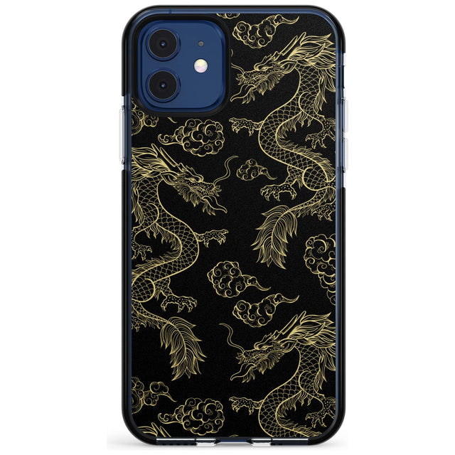 Black and Gold Dragon Pattern Black Impact Phone Case for iPhone 11 Pro Max