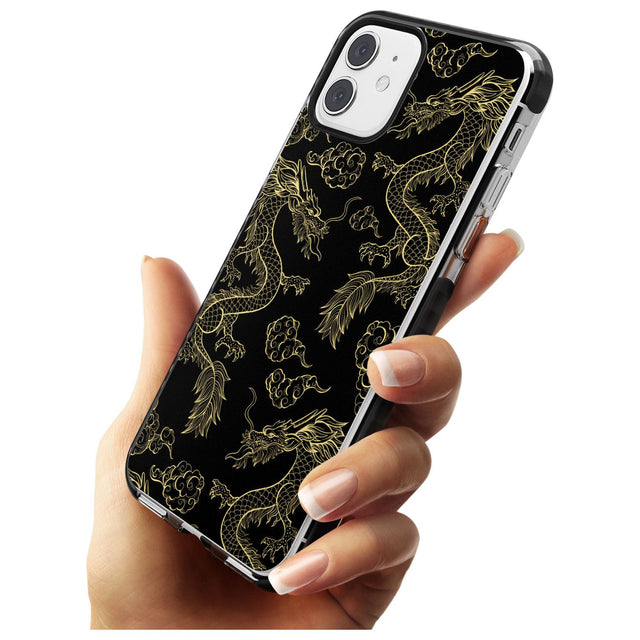 Black and Gold Dragon Pattern Black Impact Phone Case for iPhone 11 Pro Max