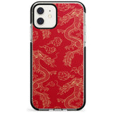 Red and Gold Dragon Pattern Black Impact Phone Case for iPhone 11 Pro Max