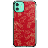 Red and Gold Dragon Pattern Black Impact Phone Case for iPhone 11 Pro Max