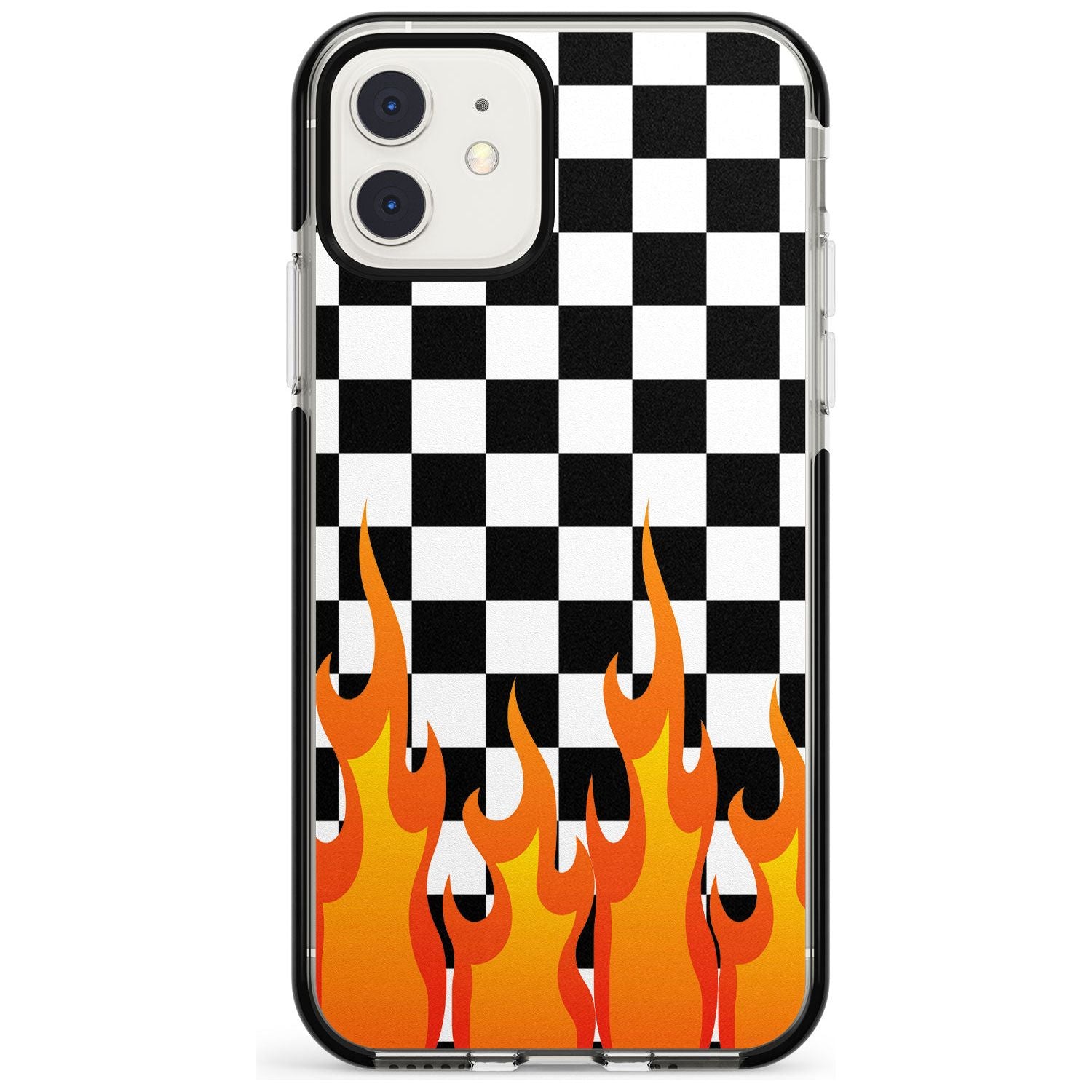 Checkered Fire iPhone Case  Black Impact Phone Case - Case Warehouse
