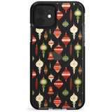 Christmas Baubles Pattern Black Impact Phone Case for iPhone 11 Pro Max