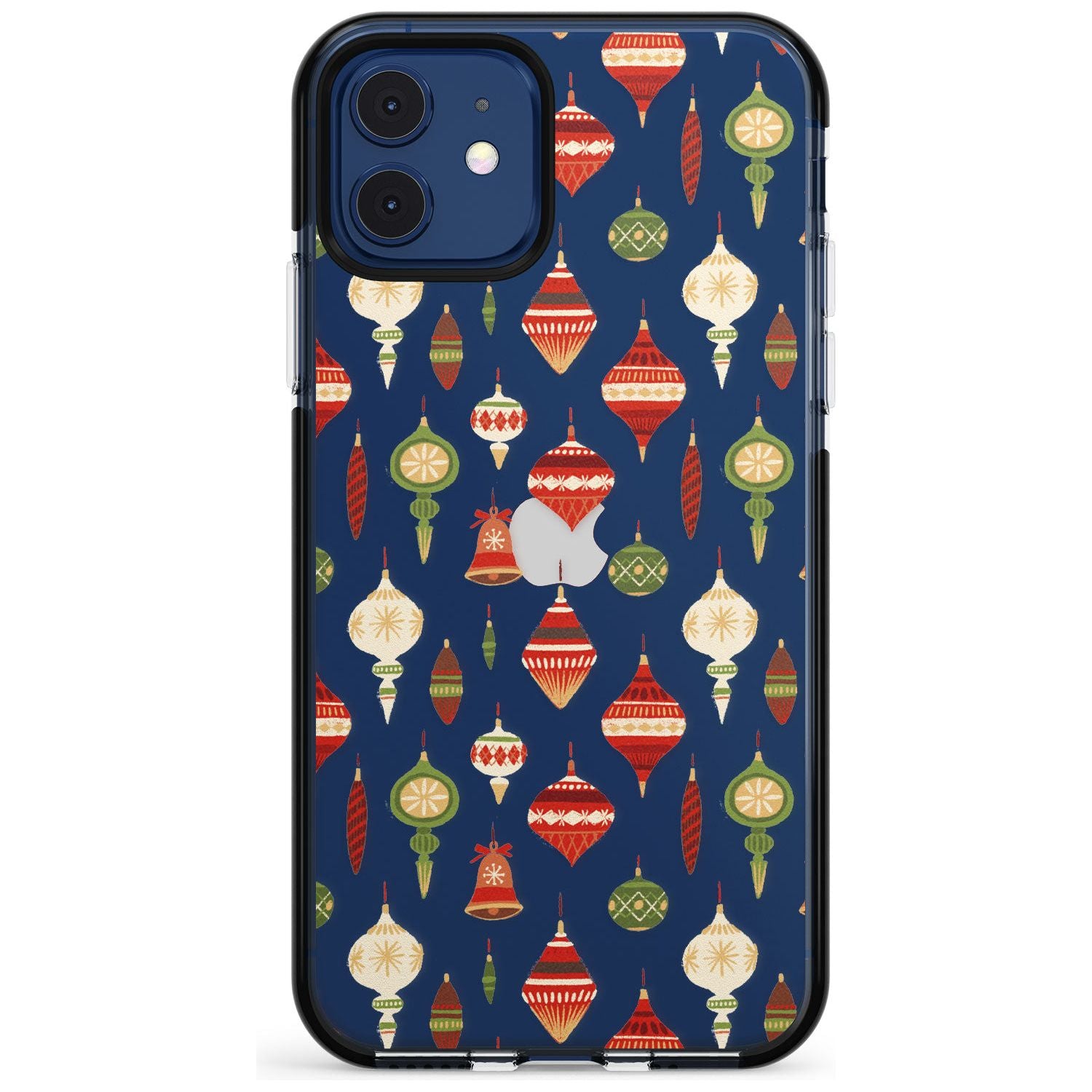 Christmas Baubles Pattern Black Impact Phone Case for iPhone 11 Pro Max