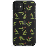 Christmas Holly Pattern Black Impact Phone Case for iPhone 11 Pro Max