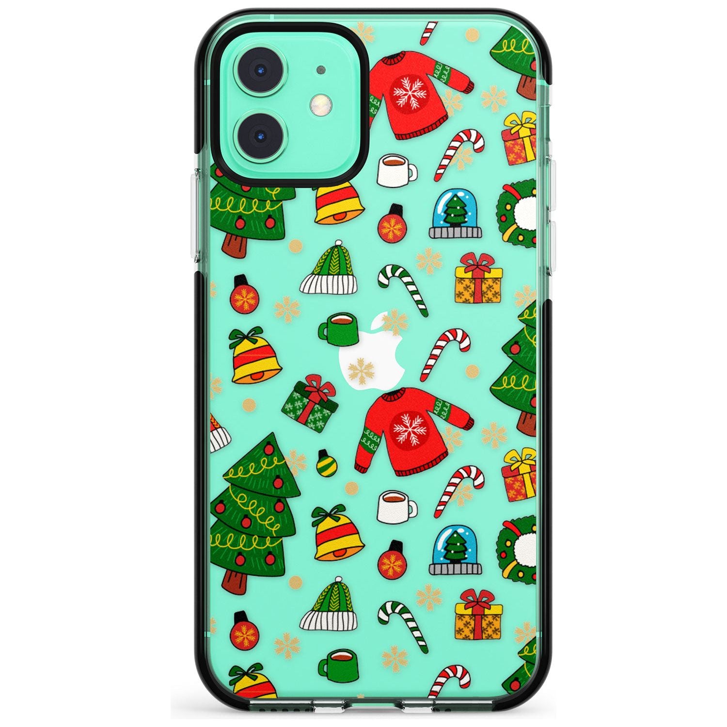 Christmas Mixture Pattern Black Impact Phone Case for iPhone 11 Pro Max