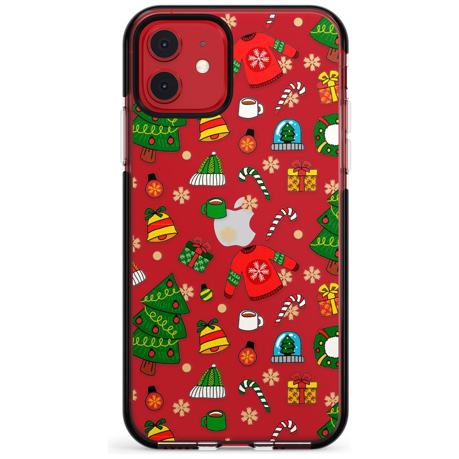 Christmas Mixture Pattern Black Impact Phone Case for iPhone 11 Pro Max