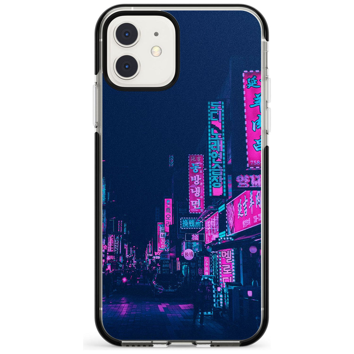 Pink & Turquoise - Neon Cities iPhone Case  Black Impact Phone Case - Case Warehouse