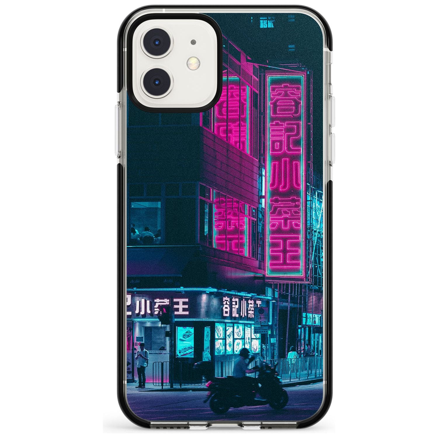 Motorcylist & Signs - Neon Cities Photographs Black Impact Phone Case for iPhone 11