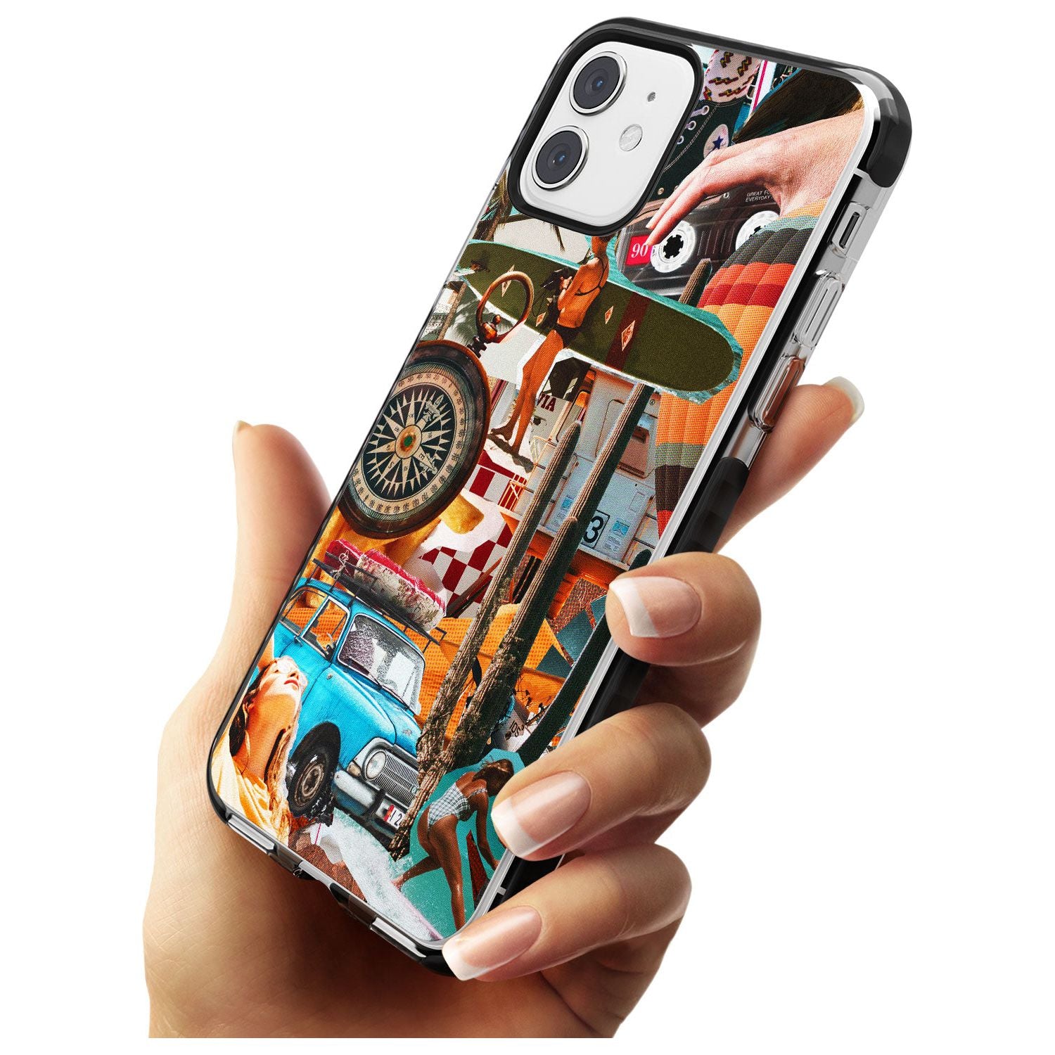 Vintage Collage: Road Trip Black Impact Phone Case for iPhone 11