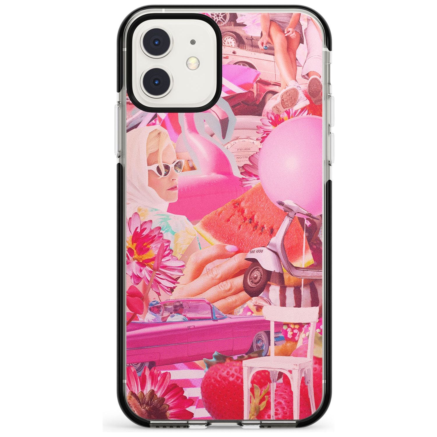 Vintage Collage: Pink Glamour Black Impact Phone Case for iPhone 11