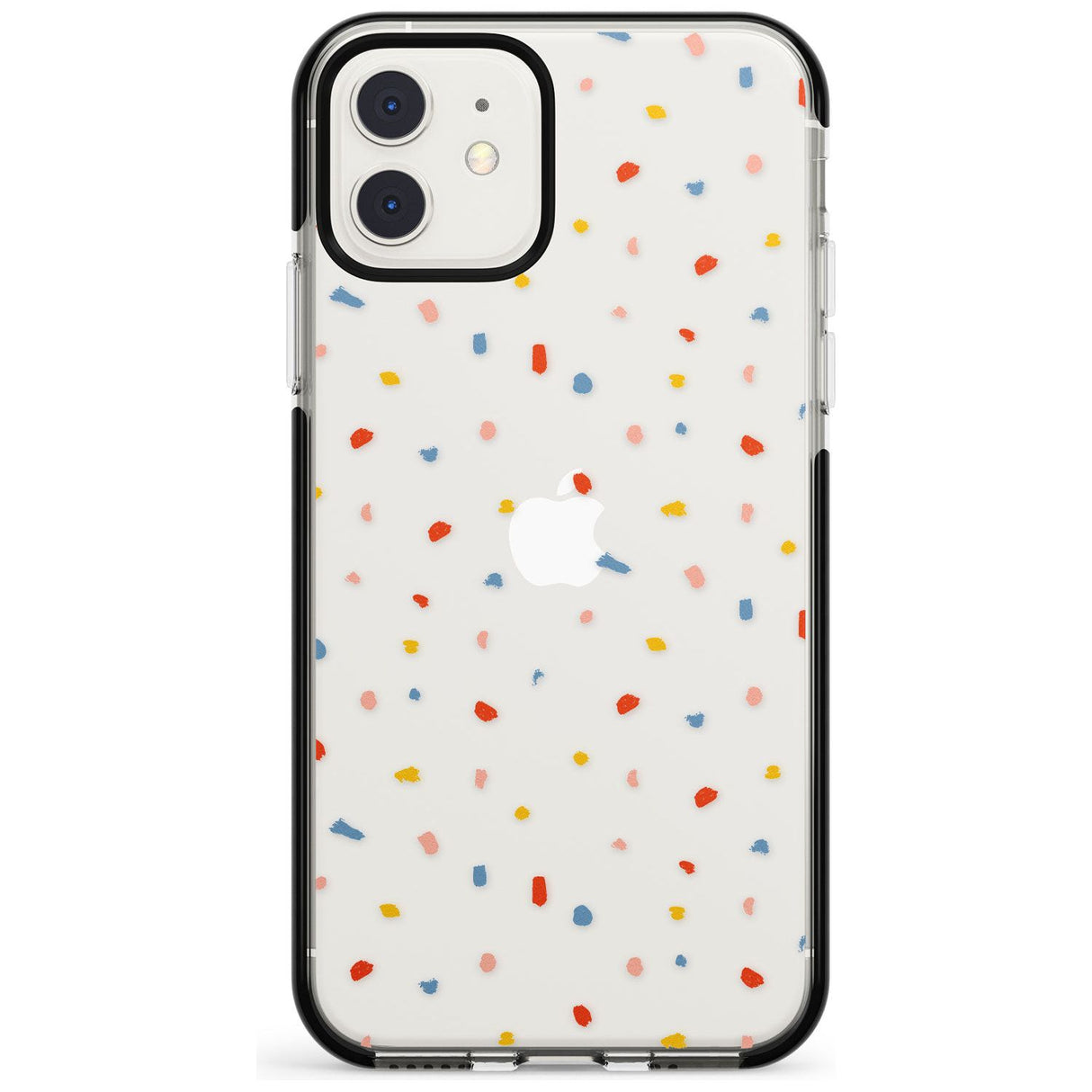 Small Confetti Print Clear iPhone Case  Black Impact Phone Case - Case Warehouse