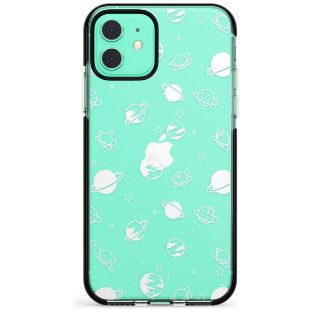 White Planets on Clear Pink Fade Impact Phone Case for iPhone 11 Pro Max