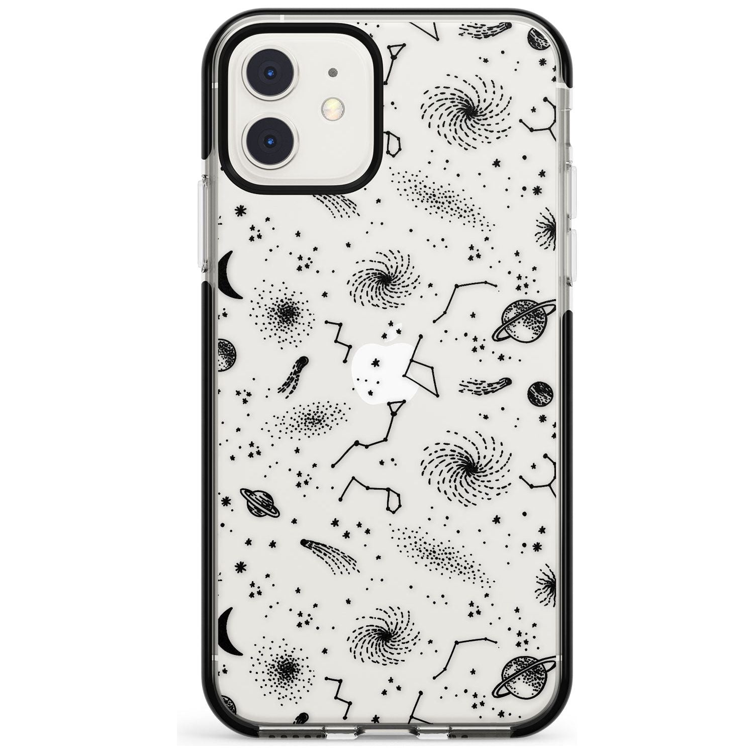 Mixed Galaxy Pattern Black Impact Phone Case for iPhone 11
