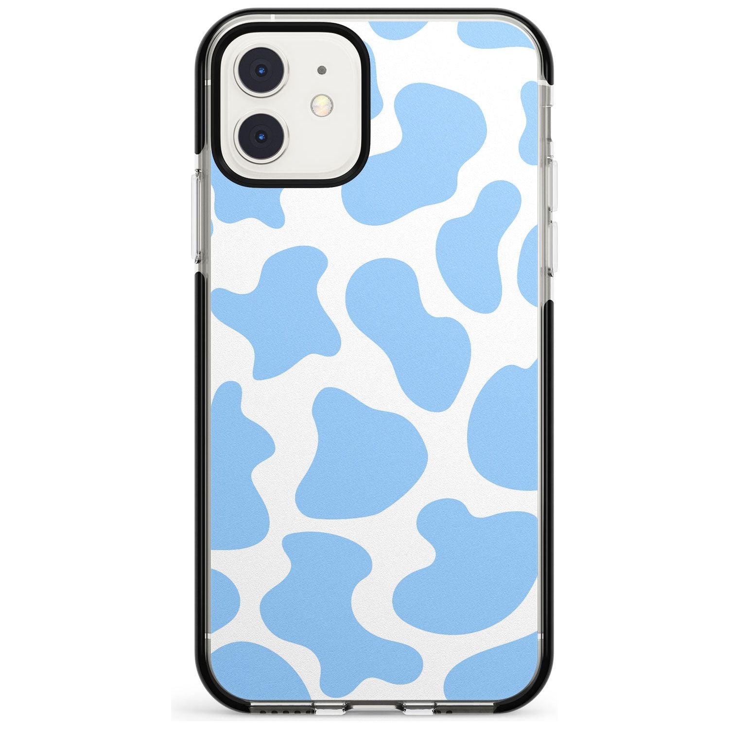 Blue and White Cow Print Black Impact Phone Case for iPhone 11 Pro Max