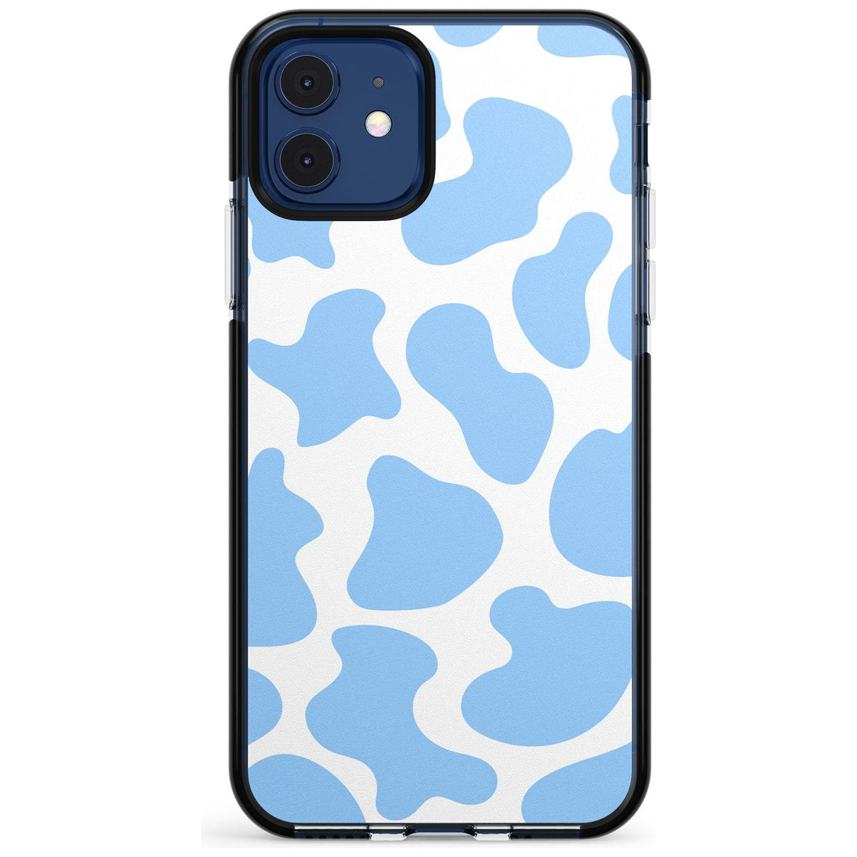 Blue and White Cow Print Black Impact Phone Case for iPhone 11 Pro Max