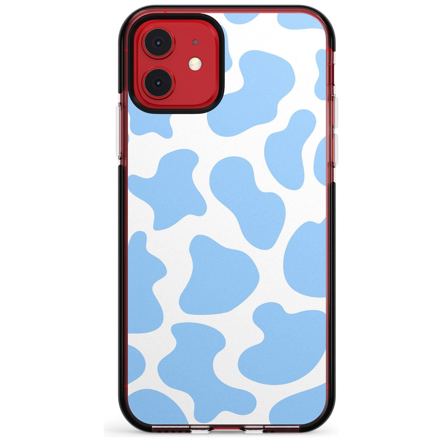 Blue and White Cow Print Black Impact Phone Case for iPhone 11 Pro Max
