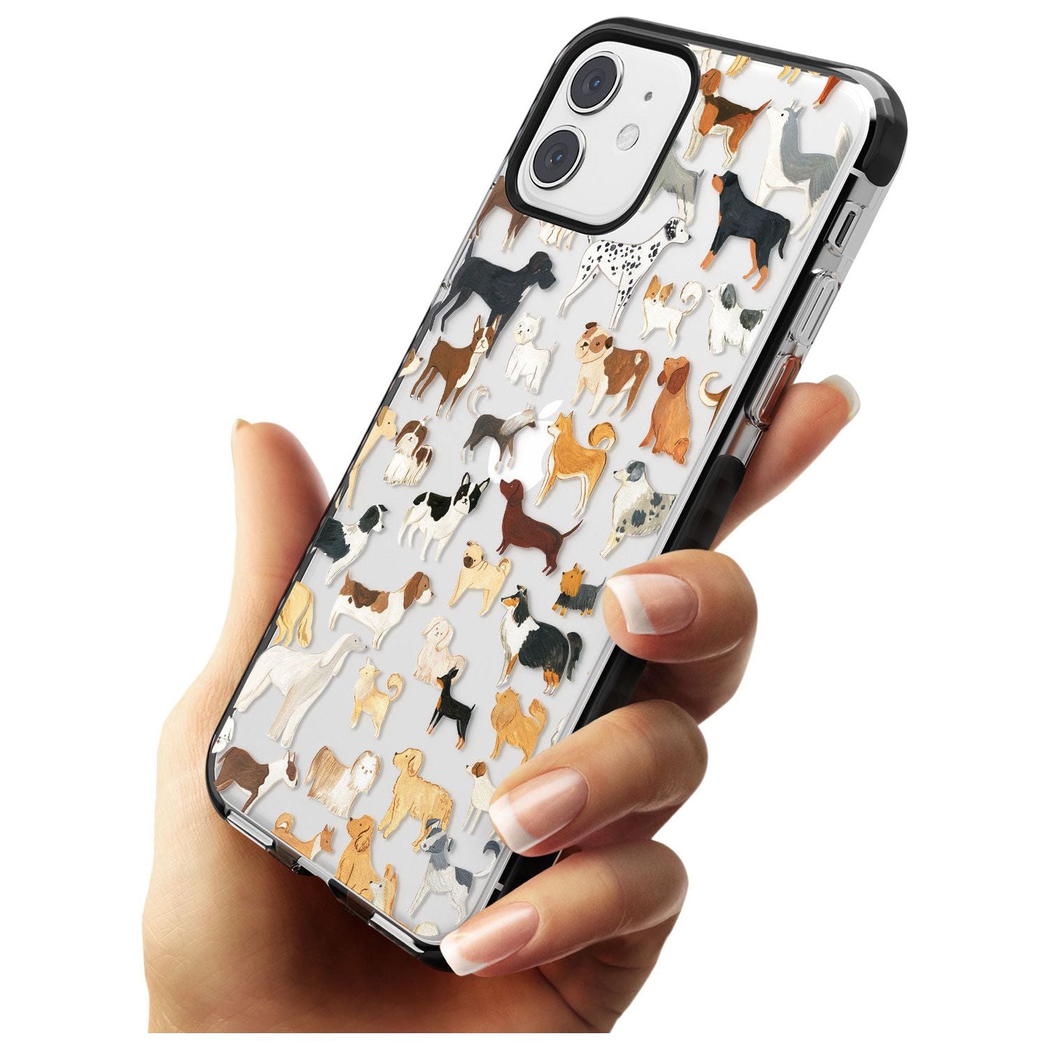 Hand Painted Dogs Black Impact Phone Case for iPhone 11
