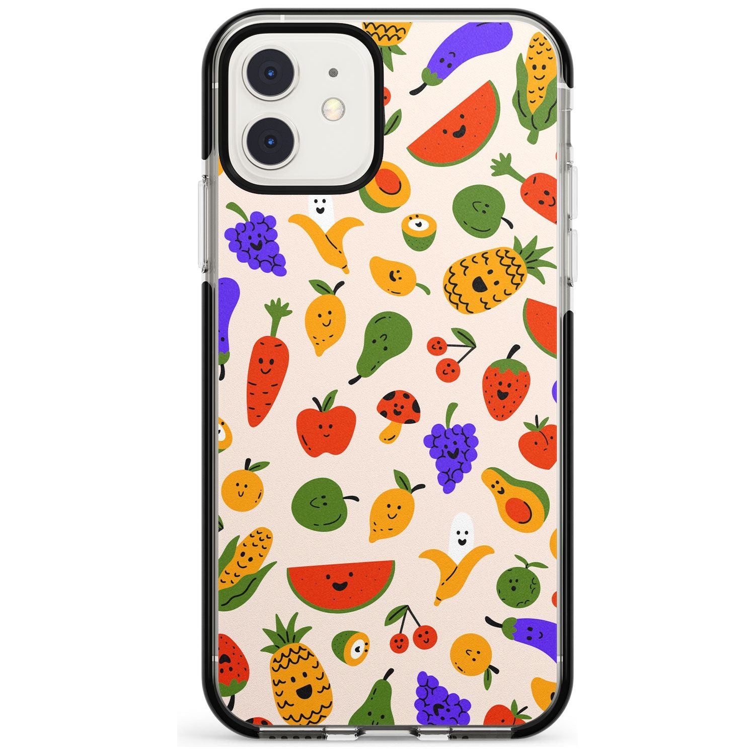 Mixed Kawaii Food Icons - Solid iPhone Case Black Impact Phone Case Warehouse 11