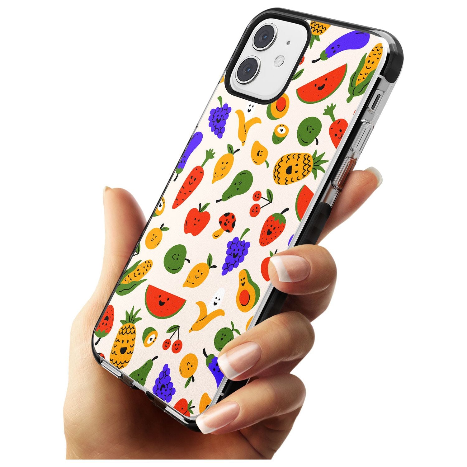 Mixed Kawaii Food Icons - Solid iPhone Case Black Impact Phone Case Warehouse 11