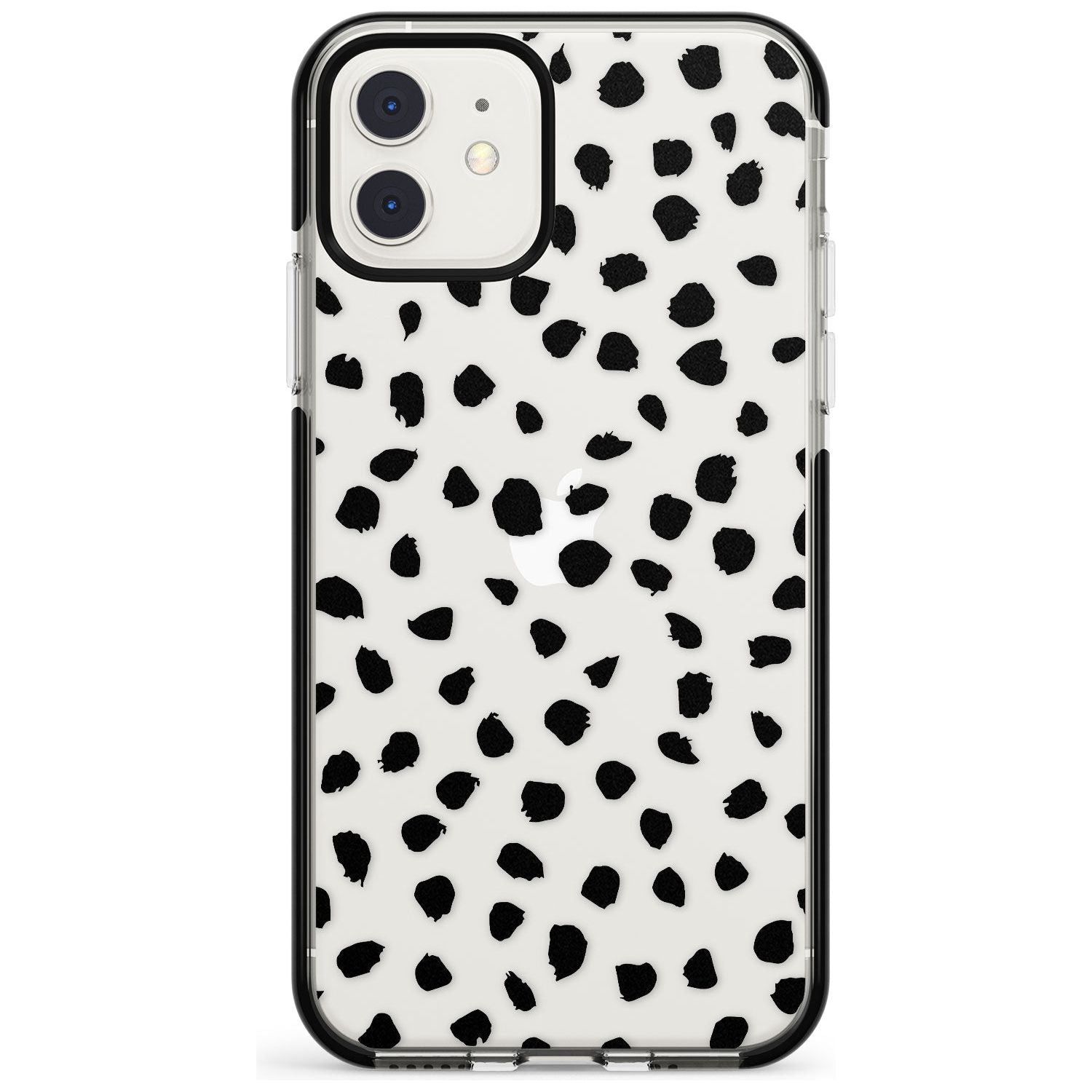 Black on Transparent Dalmatian Polka Dot Spots Black Impact Phone Case for iPhone 11