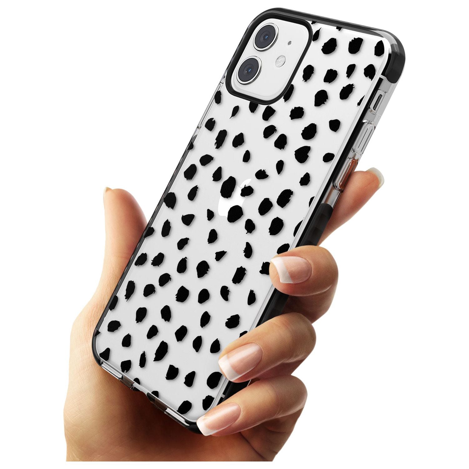 Black on Transparent Dalmatian Polka Dot Spots Black Impact Phone Case for iPhone 11