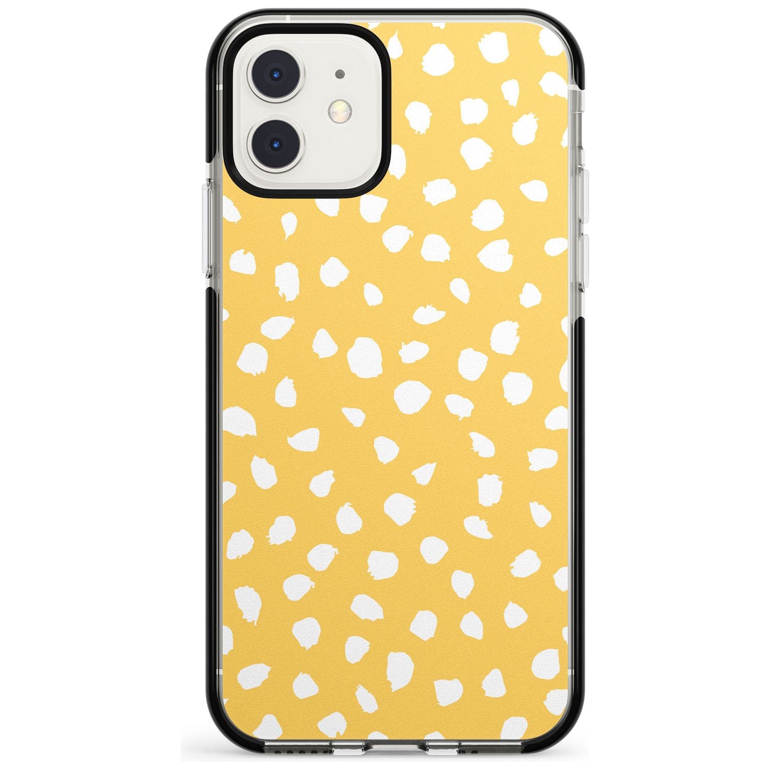 White on Yellow Dalmatian Polka Dot Spots Black Impact Phone Case for iPhone 11