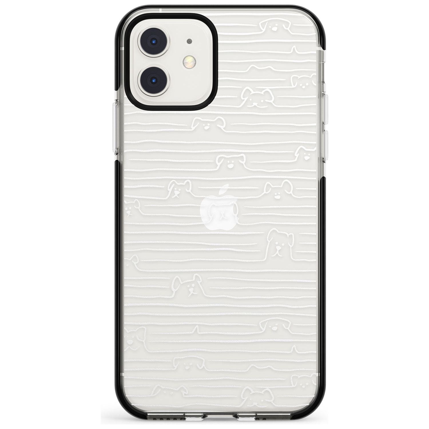 Dog Line Art - White Black Impact Phone Case for iPhone 11