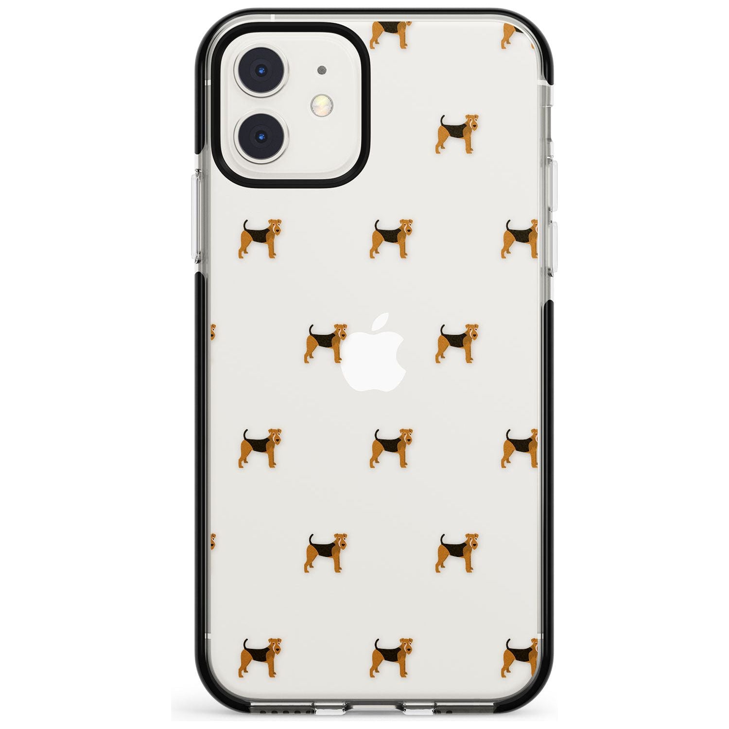 Airedale Terrier Dog Pattern Clear Black Impact Phone Case for iPhone 11