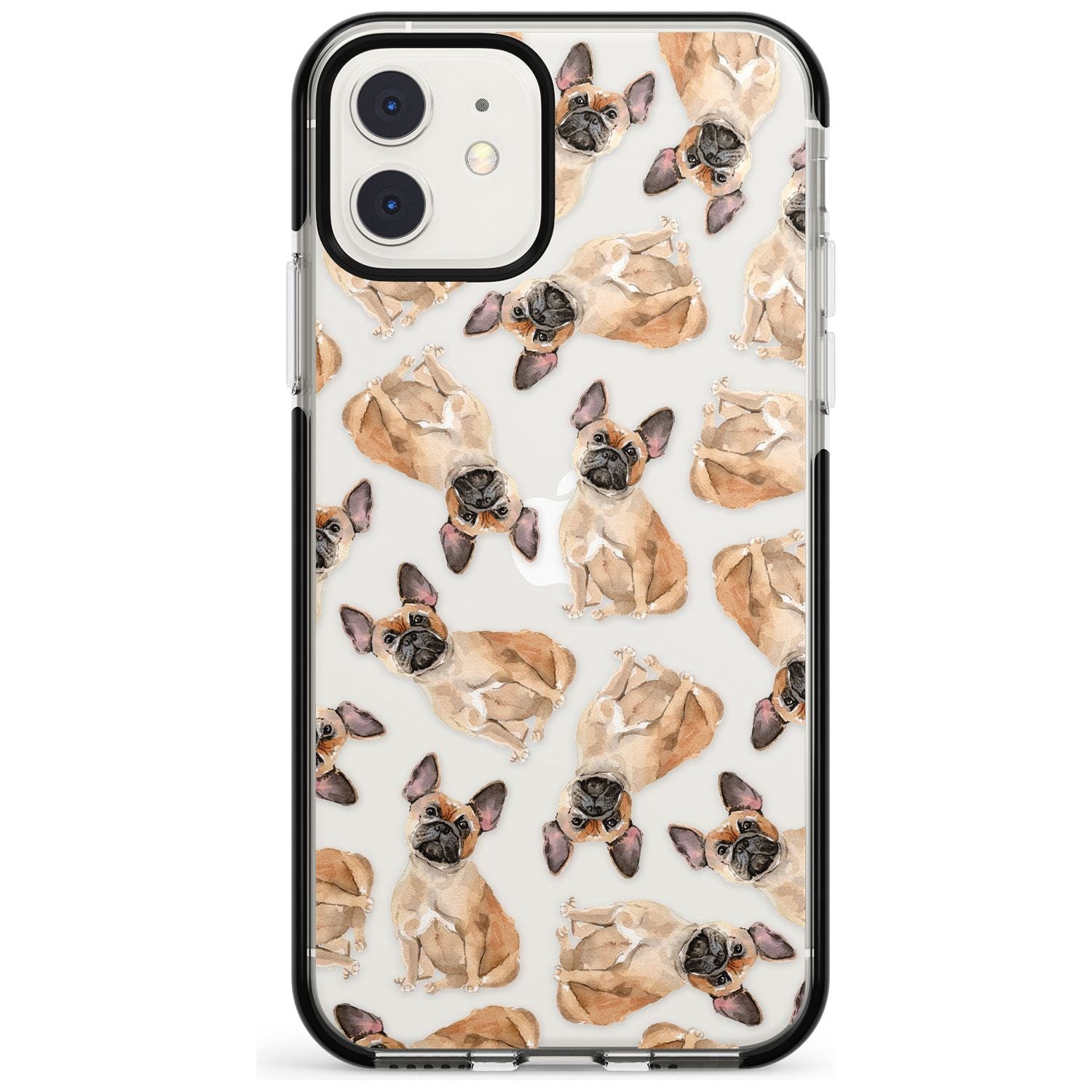 French Bulldog Watercolour Dog Pattern Black Impact Phone Case for iPhone 11