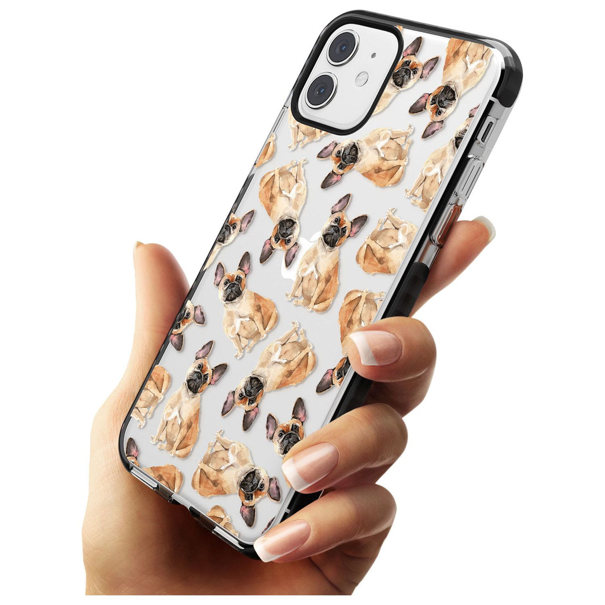 French Bulldog Watercolour Dog Pattern Black Impact Phone Case for iPhone 11