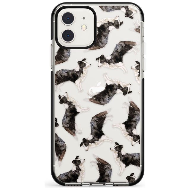 Border Collie Watercolour Dog Pattern Black Impact Phone Case for iPhone 11