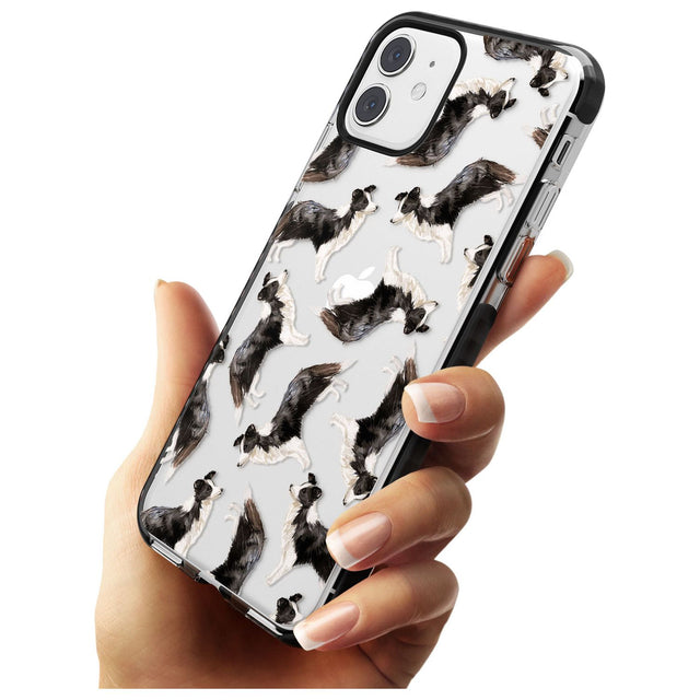 Border Collie Watercolour Dog Pattern Black Impact Phone Case for iPhone 11