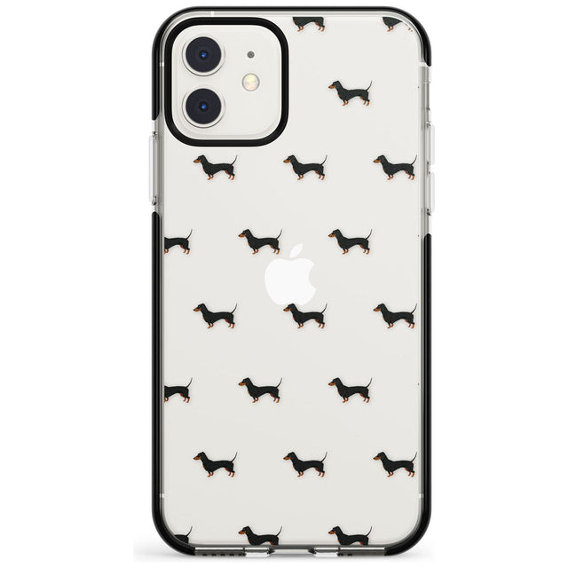 Dachshund Dog Pattern Clear Black Impact Phone Case for iPhone 11