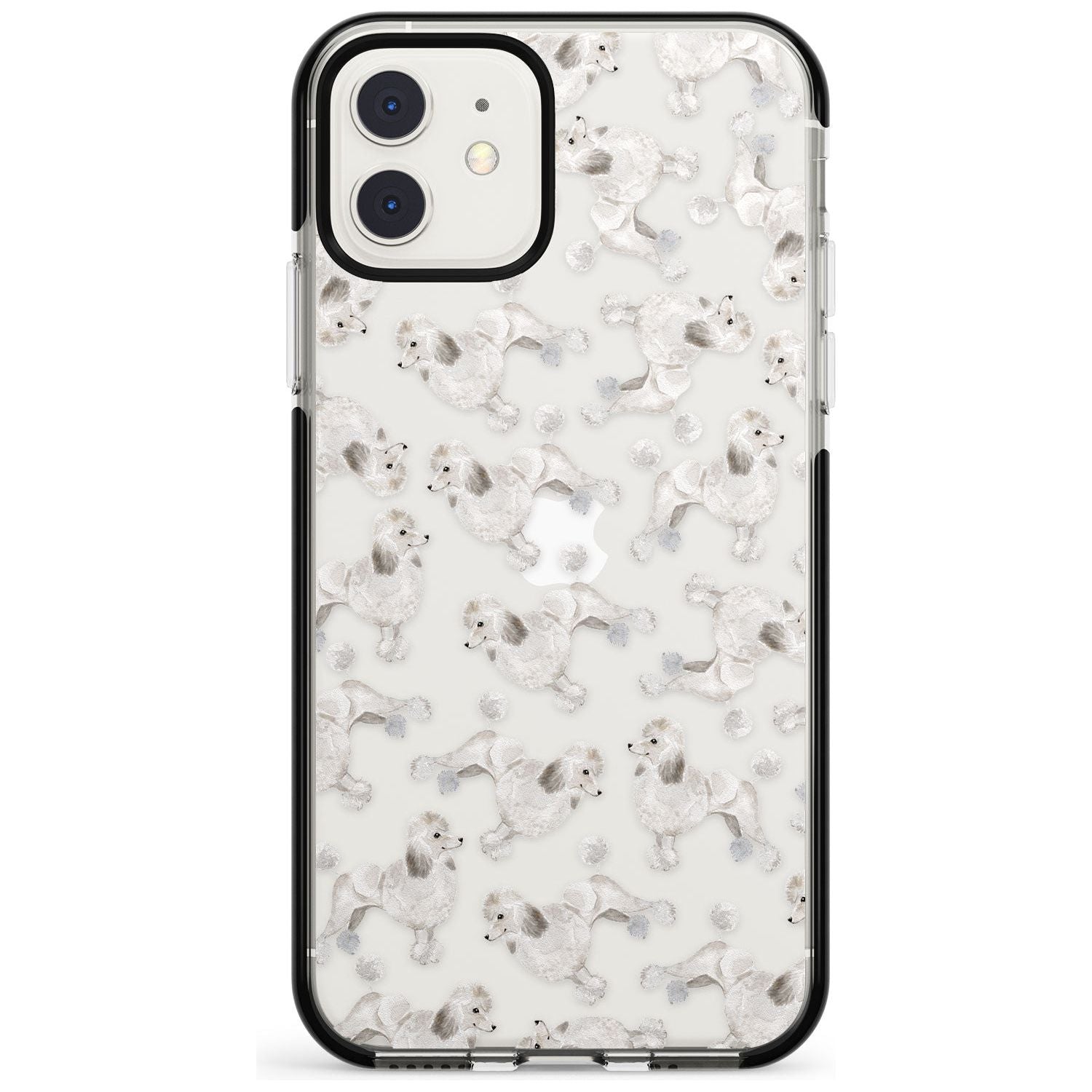 Poodle (White) Watercolour Dog Pattern Black Impact Phone Case for iPhone 11