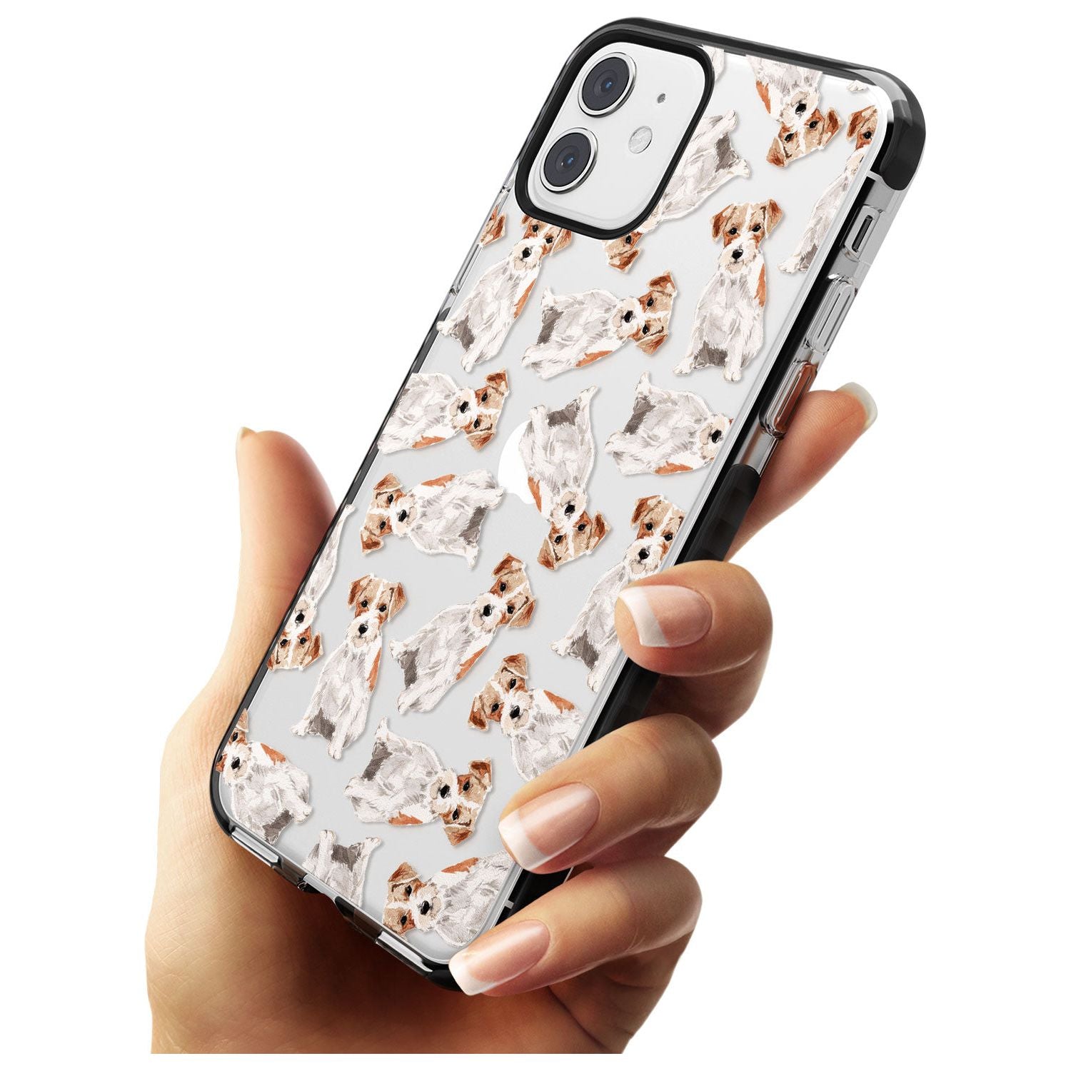 Wirehaired Jack Russell Watercolour Dog Pattern Black Impact Phone Case for iPhone 11