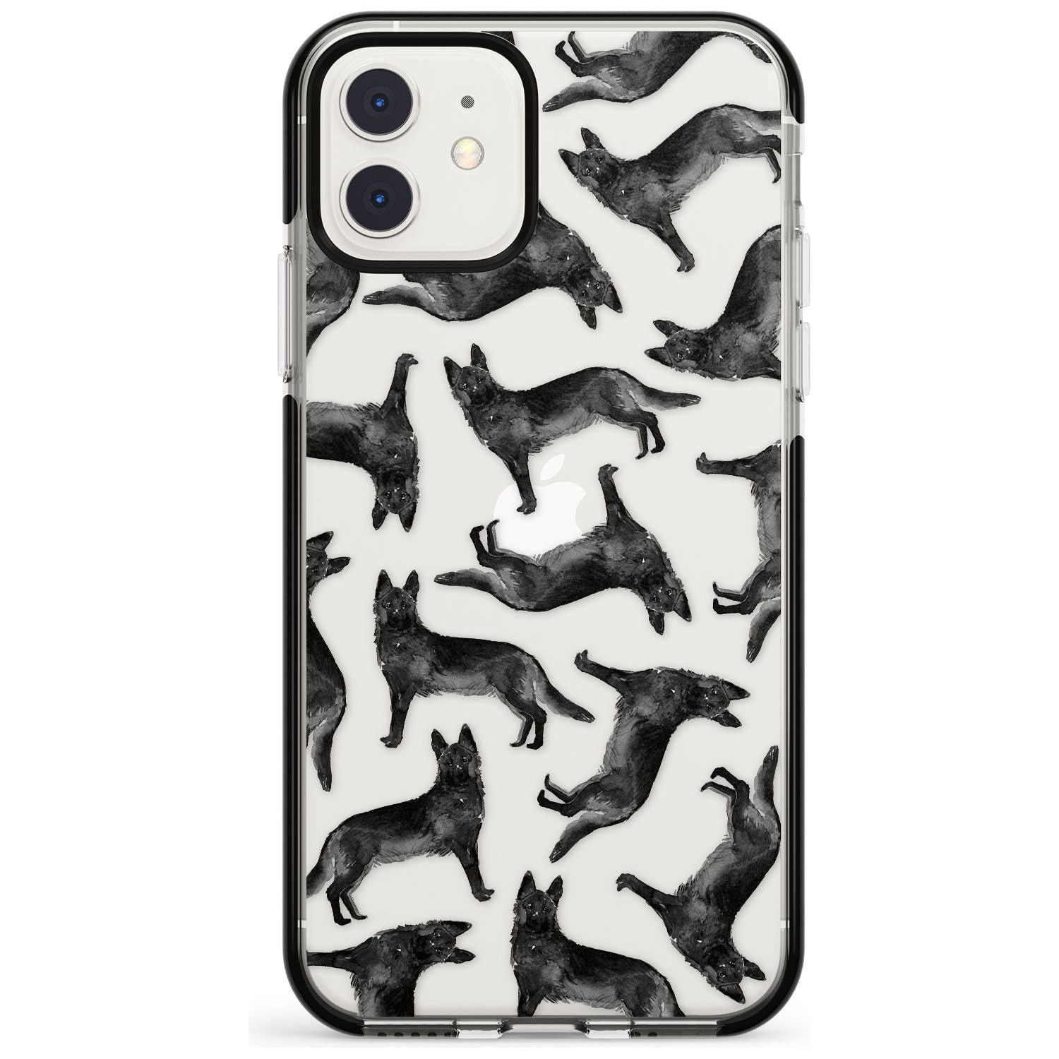 German Shepherd (Black) Watercolour Dog Pattern Black Impact Phone Case for iPhone 11