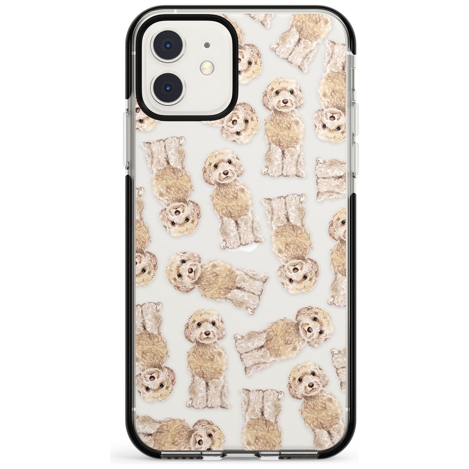 Cockapoo (Champagne) Watercolour Dog Pattern Black Impact Phone Case for iPhone 11