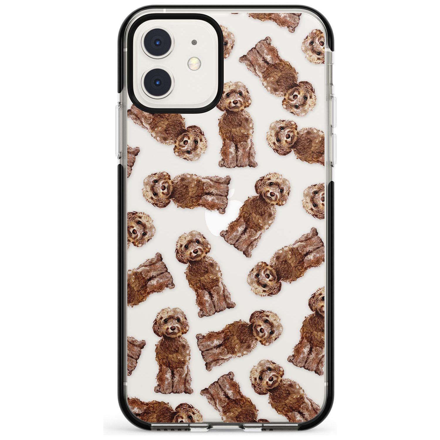 Cockapoo (Brown) Watercolour Dog Pattern Black Impact Phone Case for iPhone 11