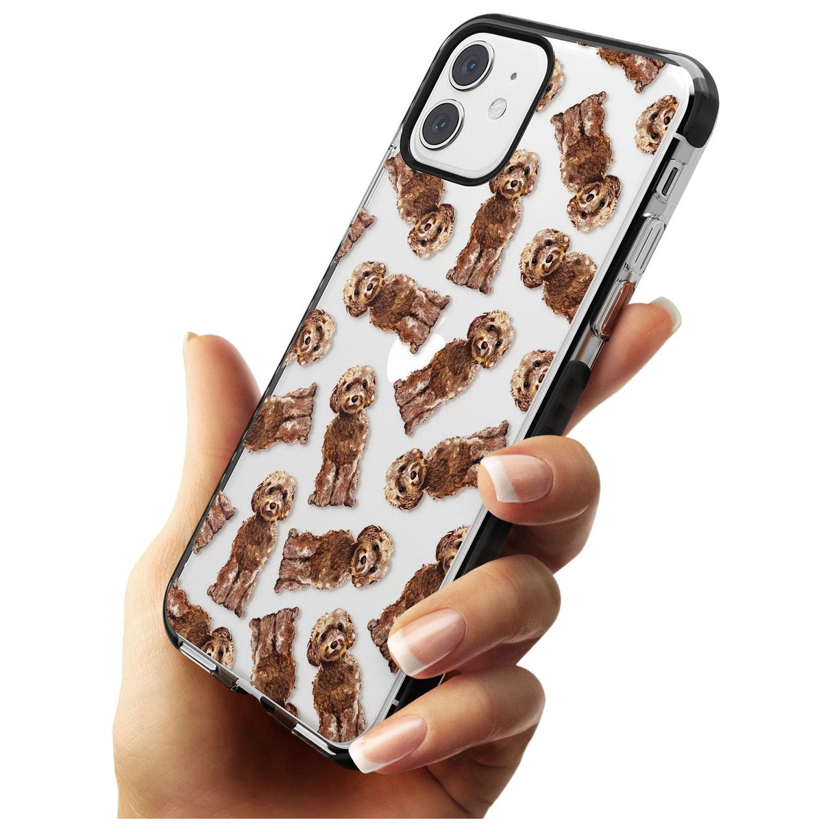 Cockapoo (Brown) Watercolour Dog Pattern Black Impact Phone Case for iPhone 11