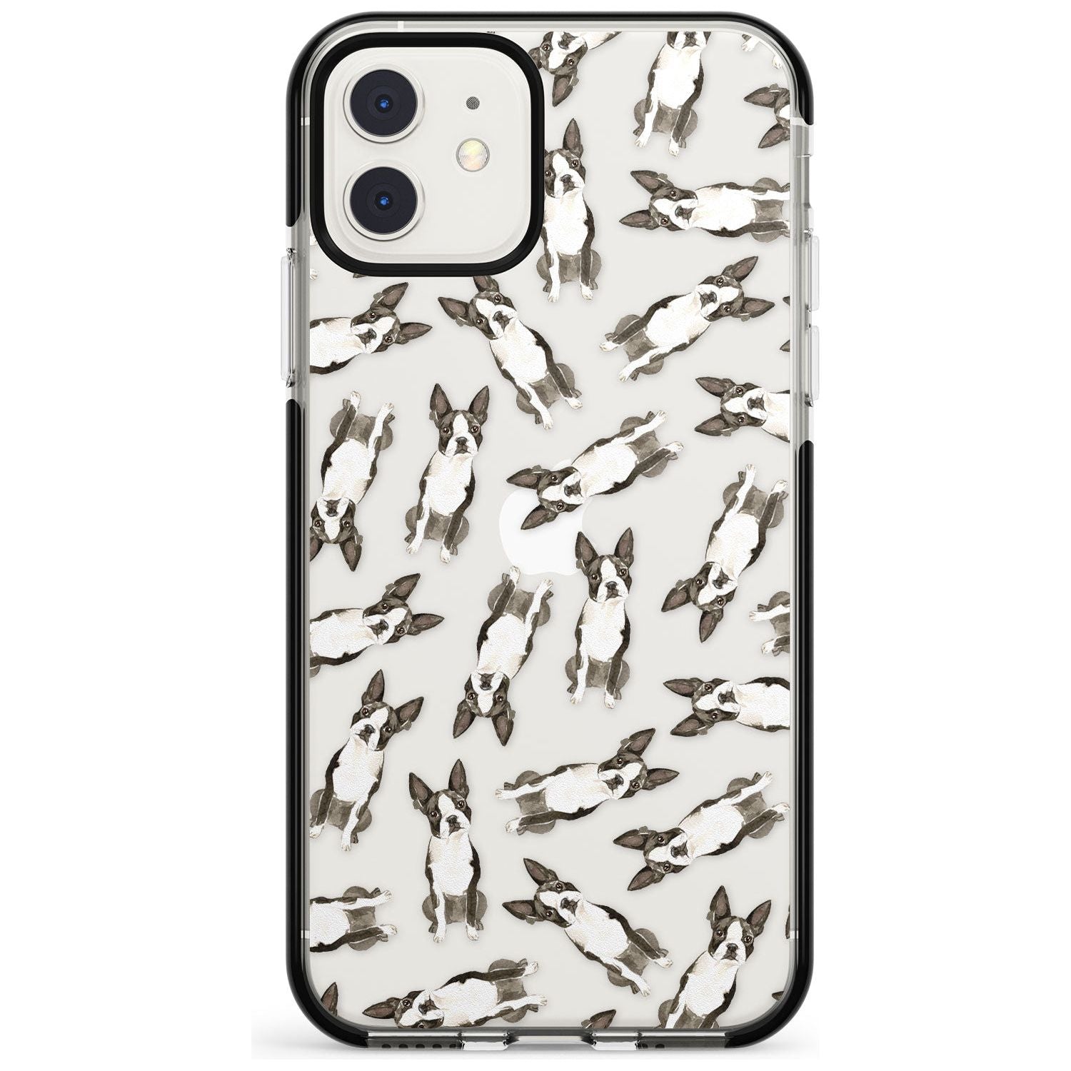 Boston Terrier Watercolour Dog Pattern Black Impact Phone Case for iPhone 11