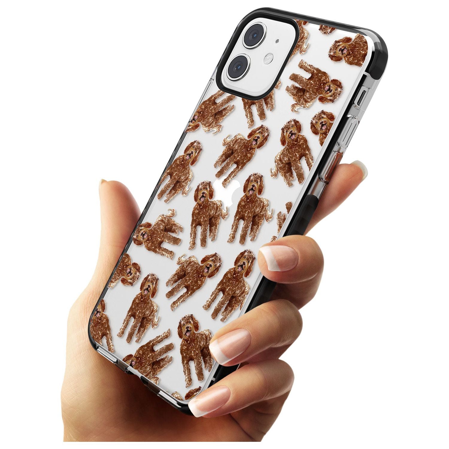 Labradoodle (Brown) Watercolour Dog Pattern Black Impact Phone Case for iPhone 11