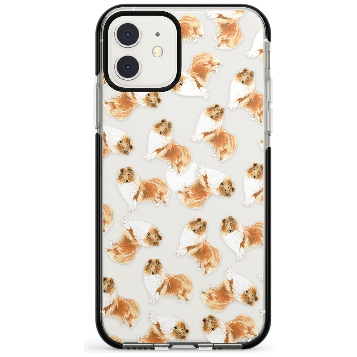 Rough Collie Watercolour Dog Pattern Black Impact Phone Case for iPhone 11