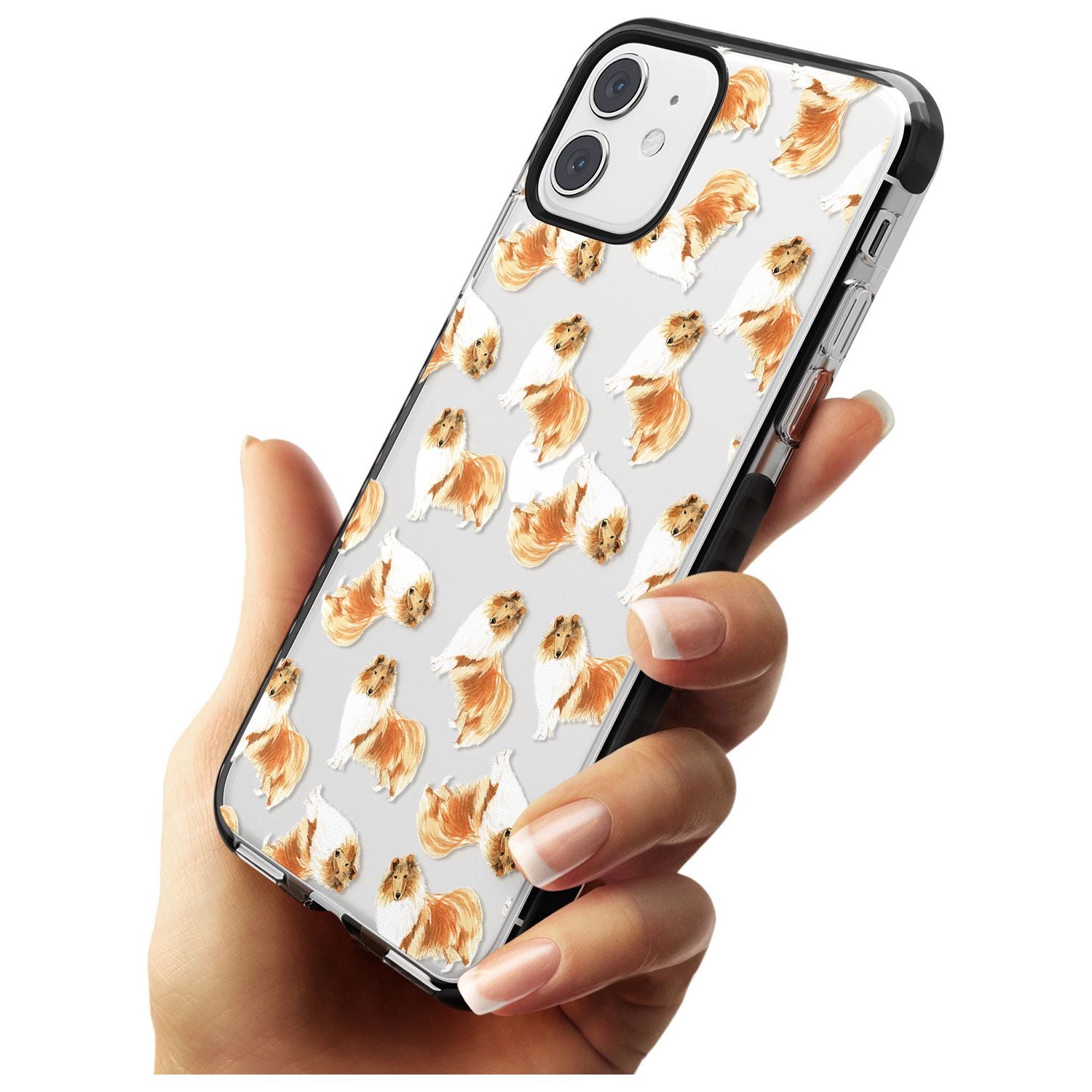 Rough Collie Watercolour Dog Pattern Black Impact Phone Case for iPhone 11