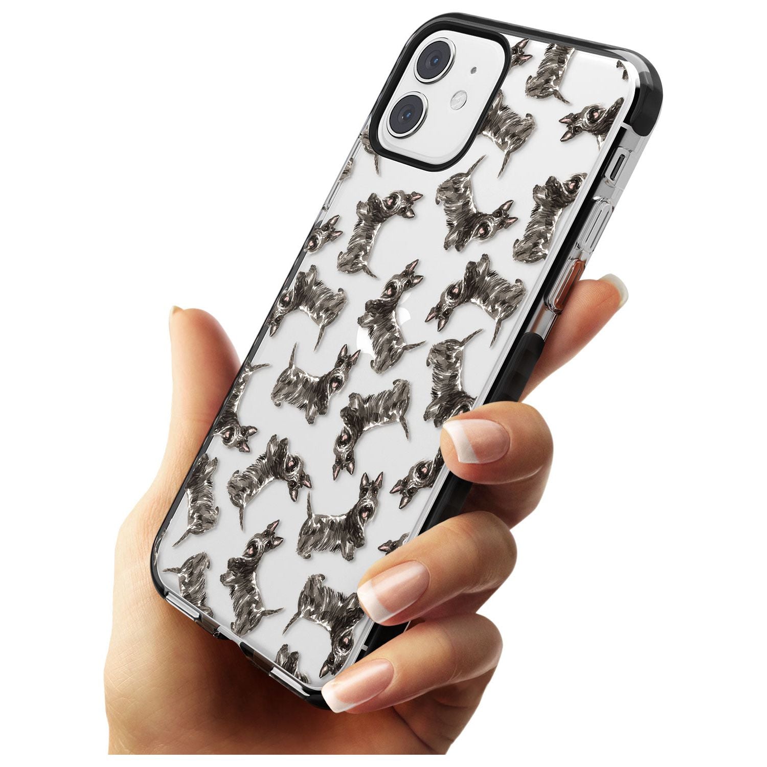 Scottish Terrier Watercolour Dog Pattern Black Impact Phone Case for iPhone 11